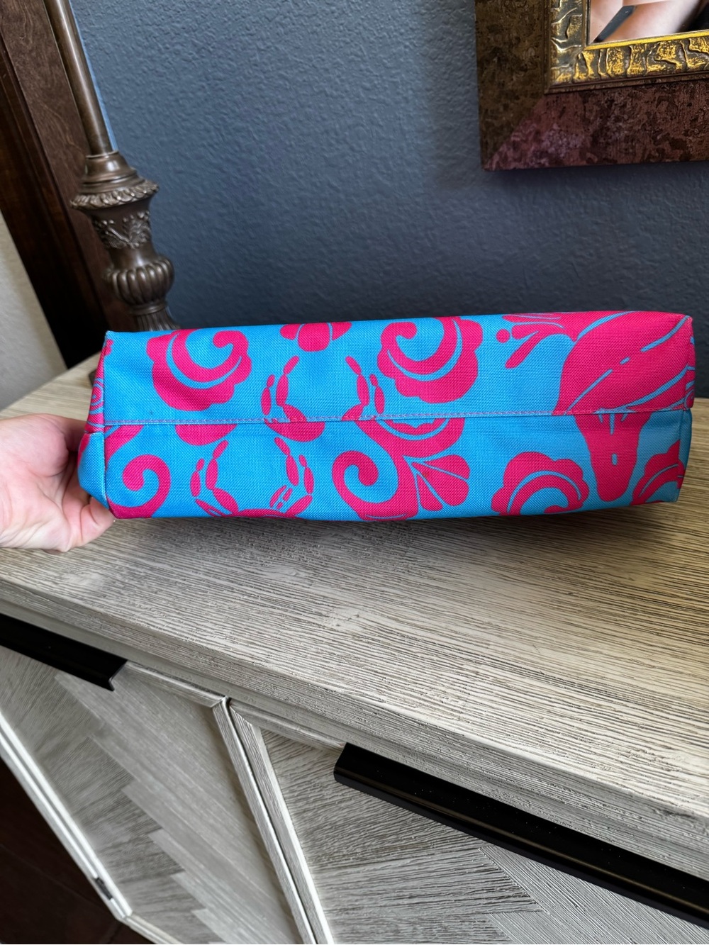Lilly Pulitzer for Estée Lauder Turquoise & Hot Pink Canvas Tote - Picture 6 of 8